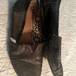 Women’s black glitter Toms